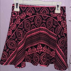 Pink and black patterned skirt